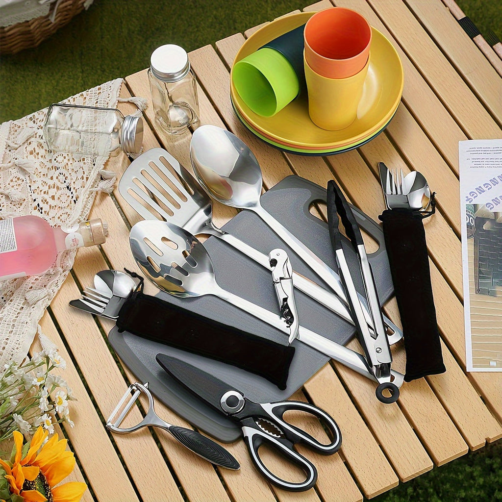 31pcs Stainless Steel Camping Cookware Set Outdoor Kitchen