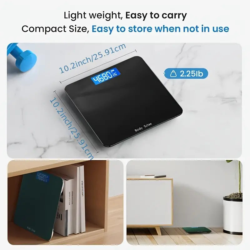 Ultra Slim Digital Bathroom Scale - Most Accurate Body Weight Scales Large Backlit Display | Black
