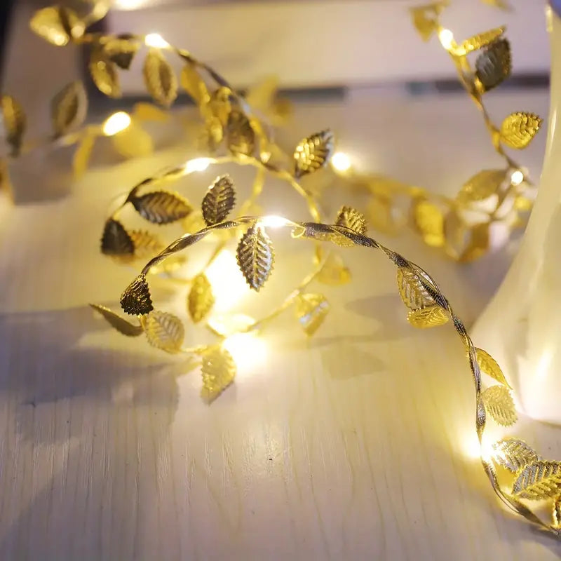 2m 20LED Simulation Golden Leaf Decoration String Lights