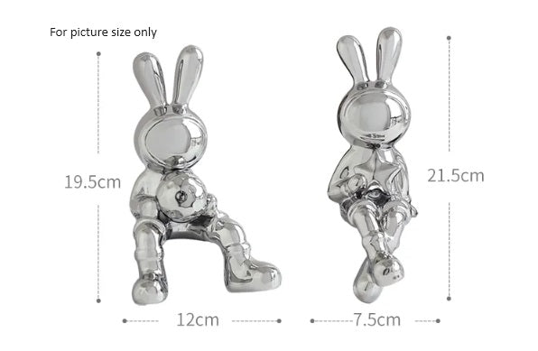 Modern Elegance: Electroplating Rabbit Sculpture Set for Chic Home and Office Decor
