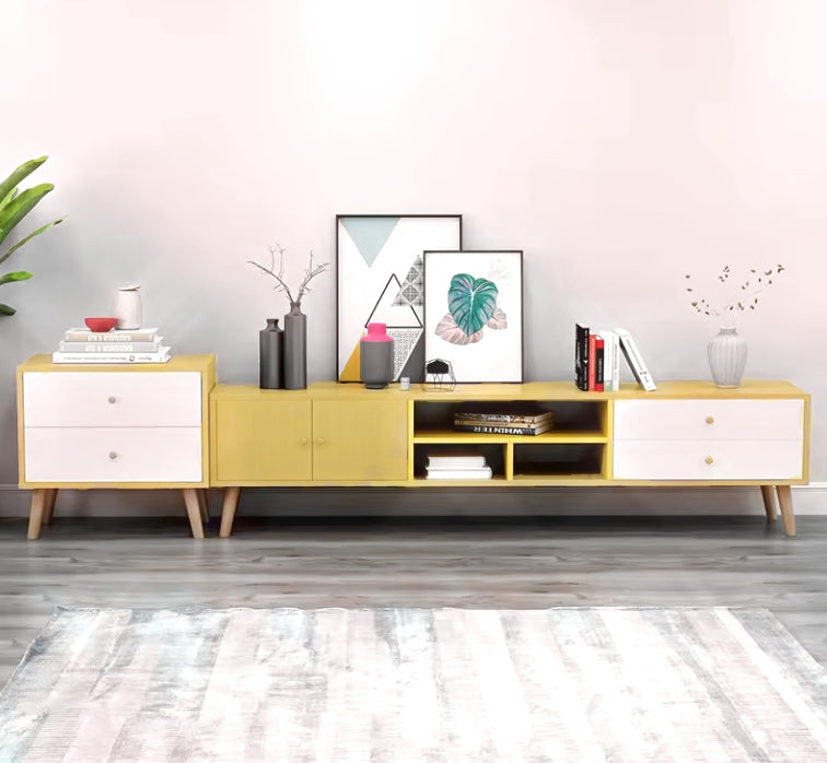 Two-Doors, Two-Drawers Wooden Tv Cabinet