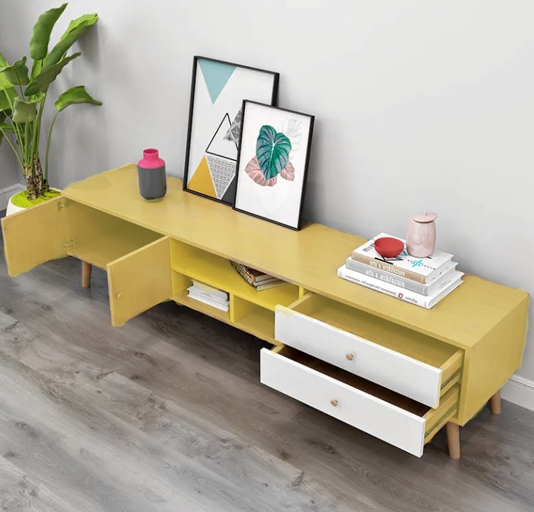 Two-Doors, Two-Drawers Wooden Tv Cabinet