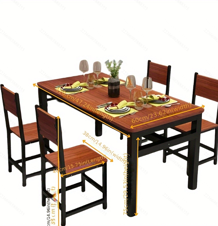 Wood & Steel Dining Set (Oak & Black)
