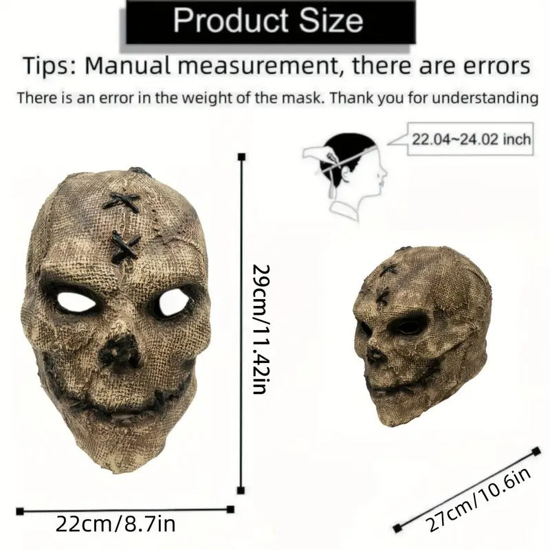 Halloween Scarecrow Skull Mask with Hat
