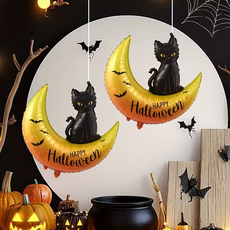 Black Cat Moon Balloons Halloween Party Set (2pcs)