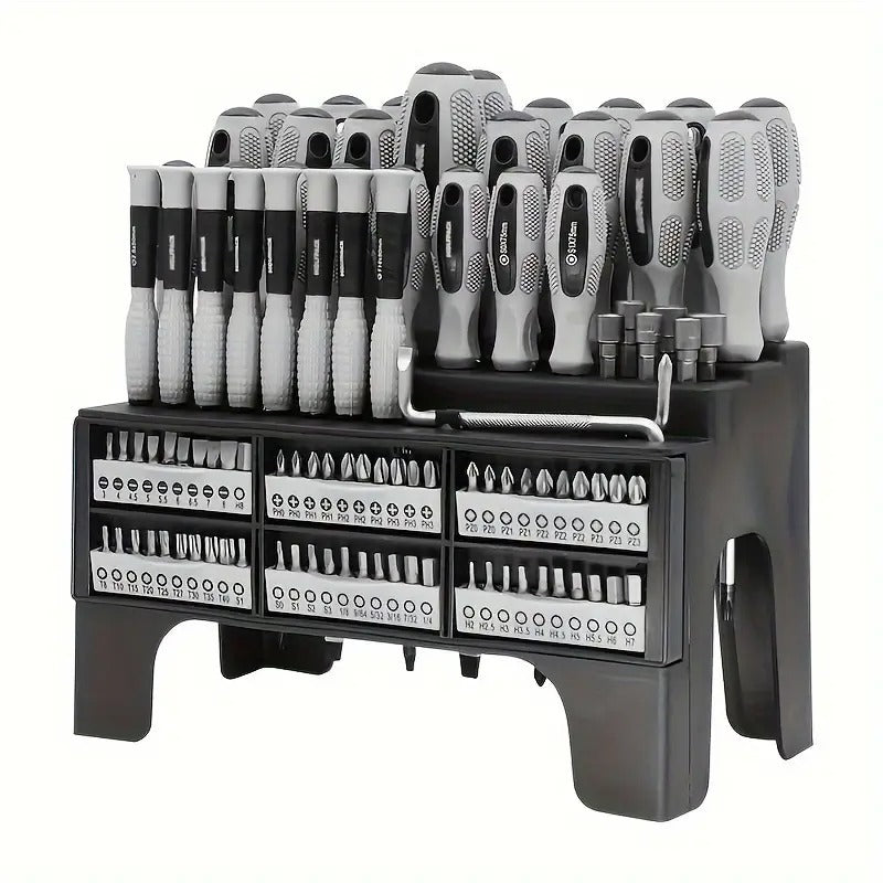 100-Piece Magnetic Screwdriver Set with Rack