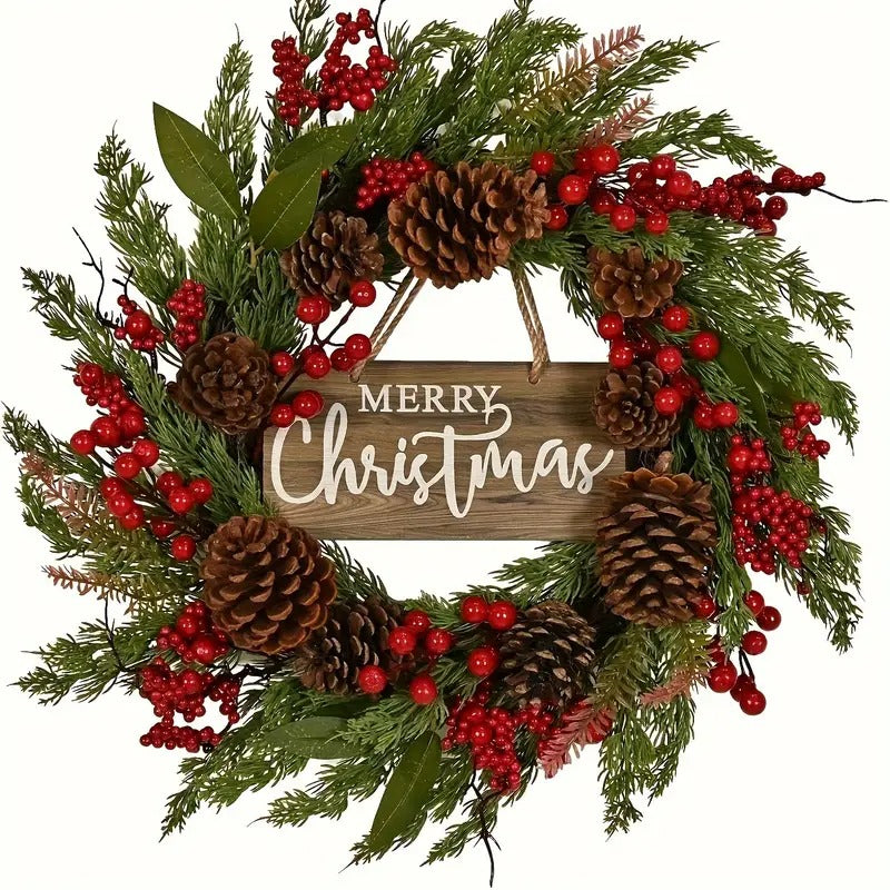 Christmas Wreath with Pinecones & Berries