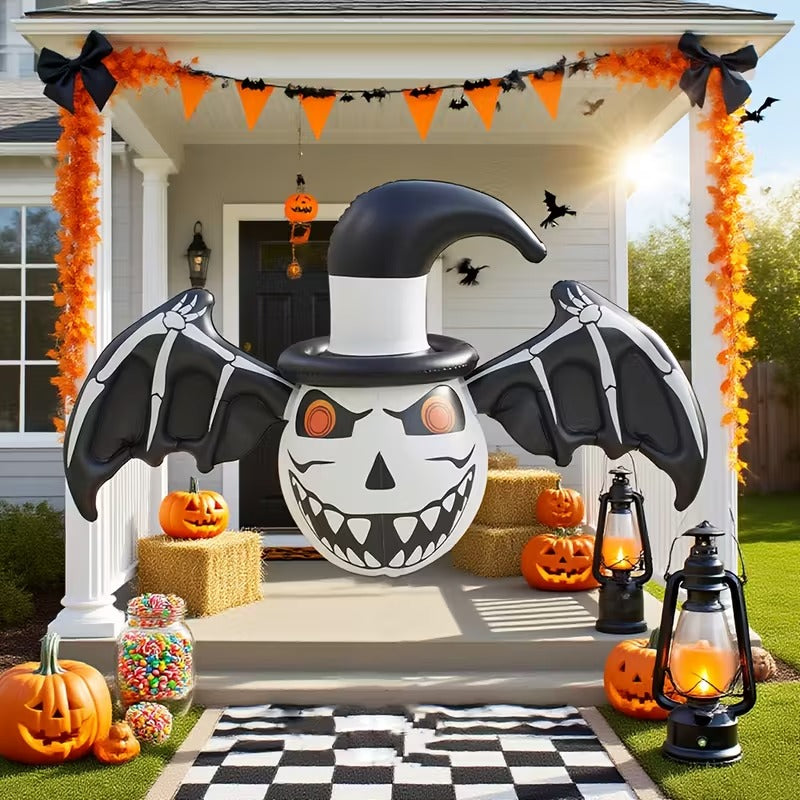 Halloween Inflatable Skull Bat with Hat
