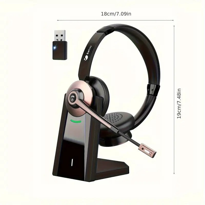 Wireless Headset with Mic and Charging Dock