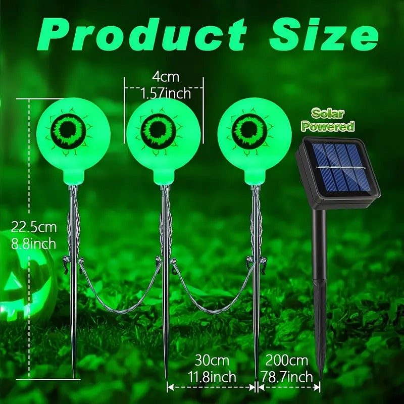 Halloween Eyeball Solar Stake Lights 20 LED Outdoor