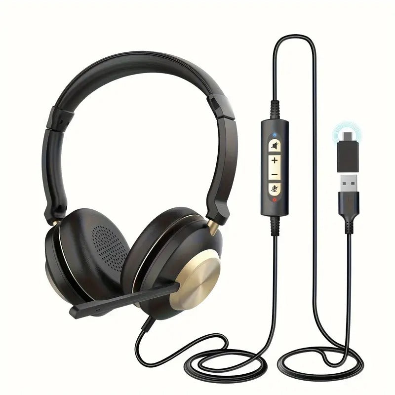 USB Wired Headset with Noise-Canceling Mic
