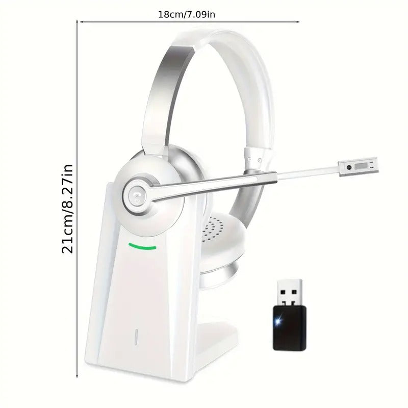 Wireless Headset with Mic and Charging Dock