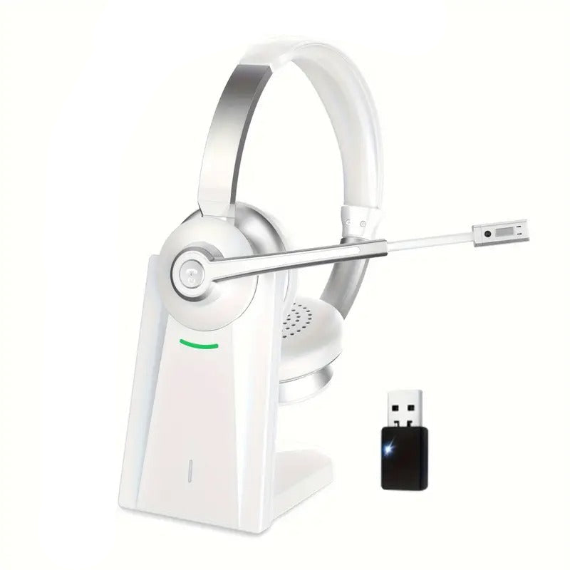 Wireless Headset with Mic and Charging Dock