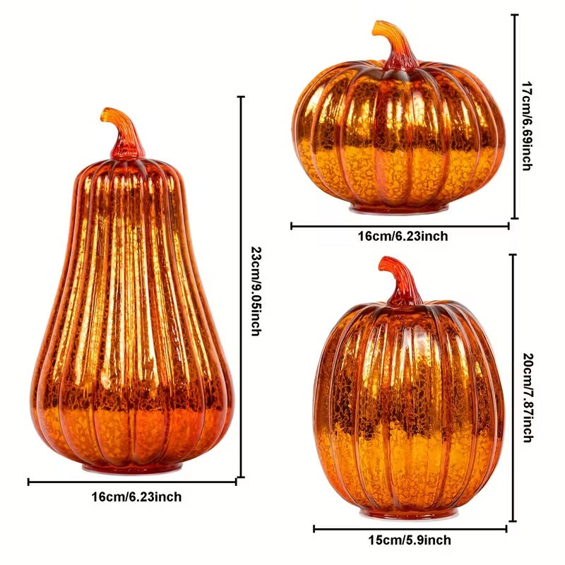 Lighted Pumpkins with Warm White Glow (Set of 3)