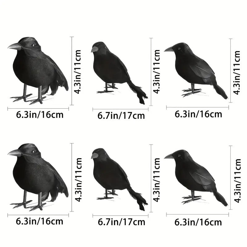 Crow Halloween Decorations Vintage Garden (6-Pack)