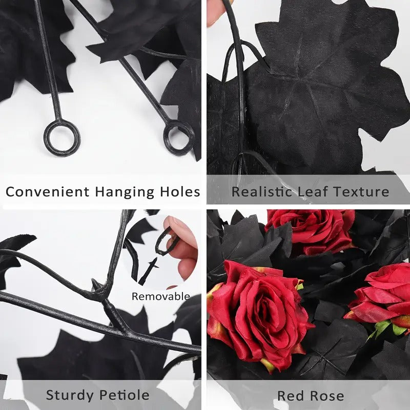 Artificial Rose Garland Burgundy Flowers Halloween Decor