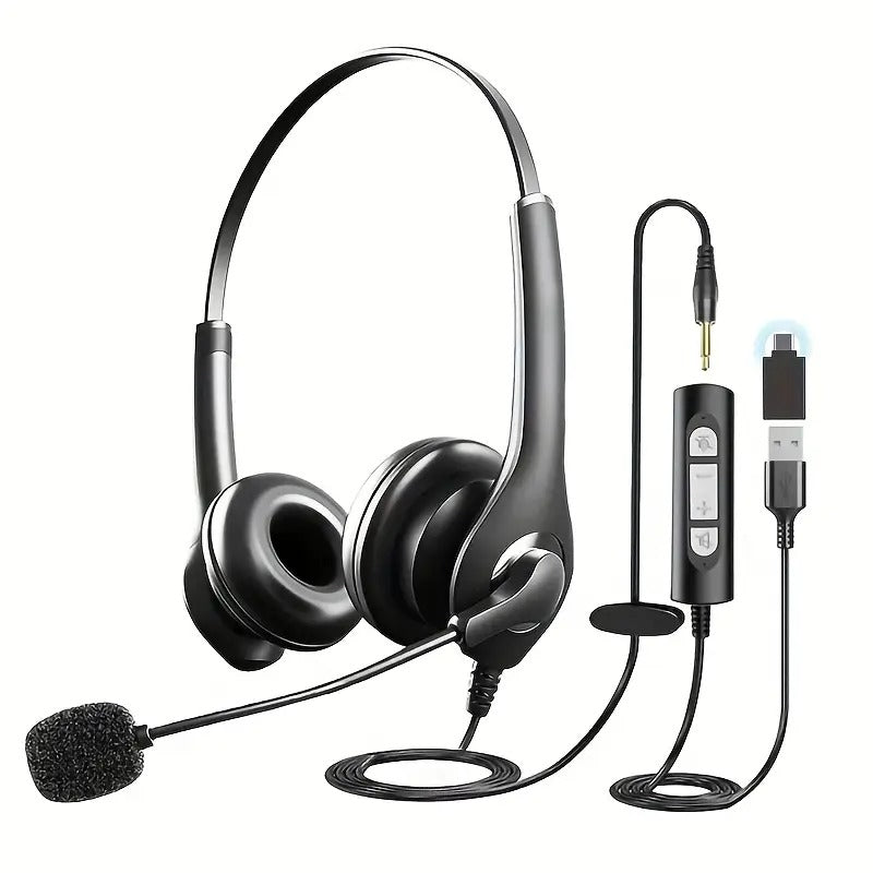 Wired Headset with Dual Noise Cancelling Mic for PC & Gaming