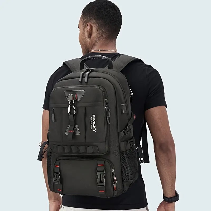 Expandable Laptop Backpack with USB Port and Shoe Compartment