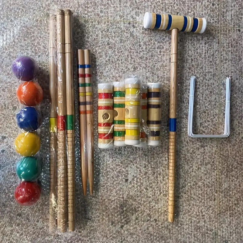 Croquet Set Six Player with Wooden Mallets