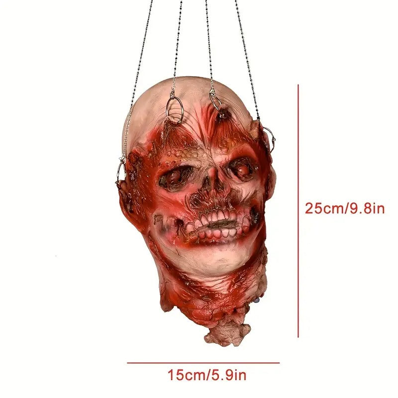 Hanging Latex Skull Head with Chains Halloween