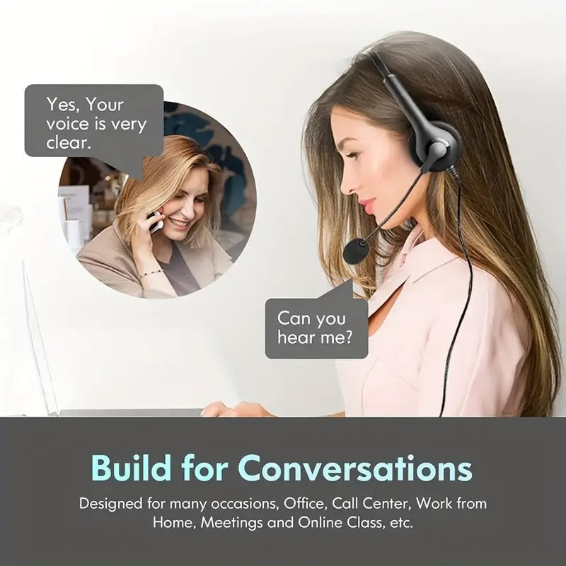 Wired Headset with Dual Noise Cancelling Mic for PC & Gaming