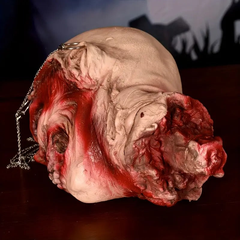 Hanging Latex Skull Head with Chains Halloween