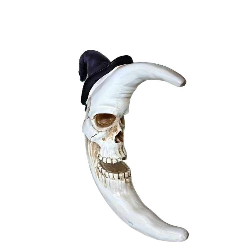 Skull Moon Hanging Halloween Decoration with Witch Hat