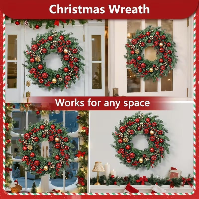 Christmas Wreath with Ornaments & Berries