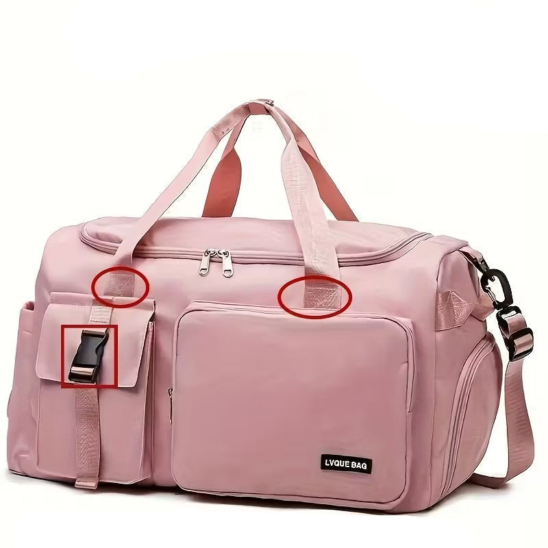 Pink Nylon Duffel Bag for Travel and Gym
