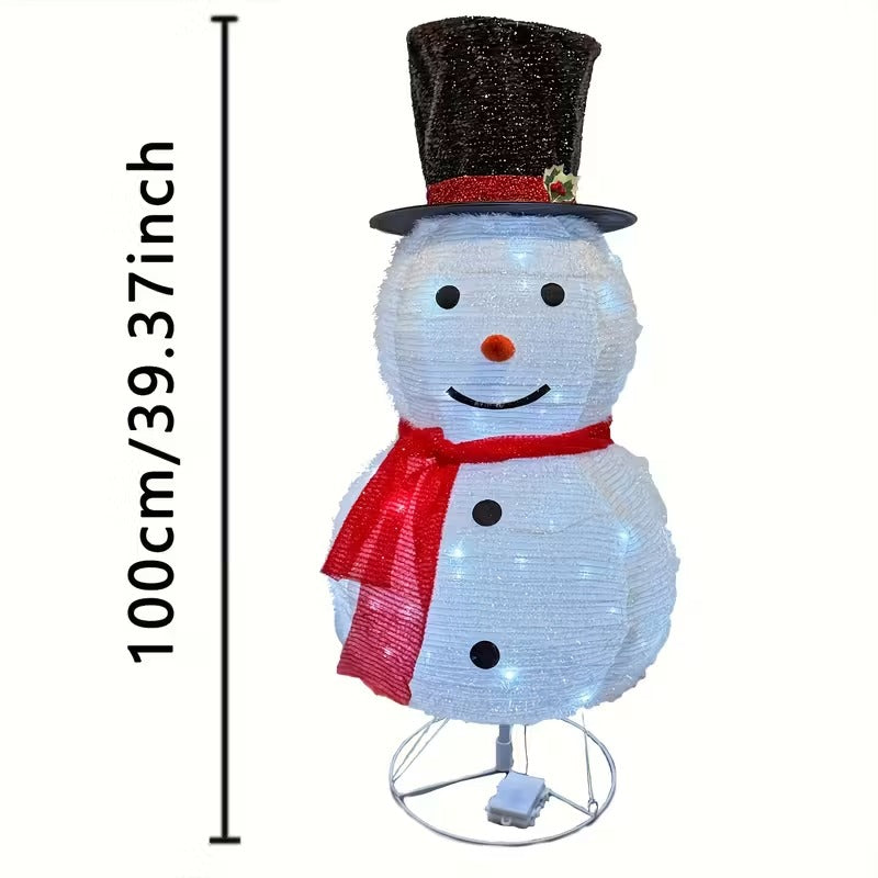 Lighted Christmas Snowman Decoration with Hat and Scarf