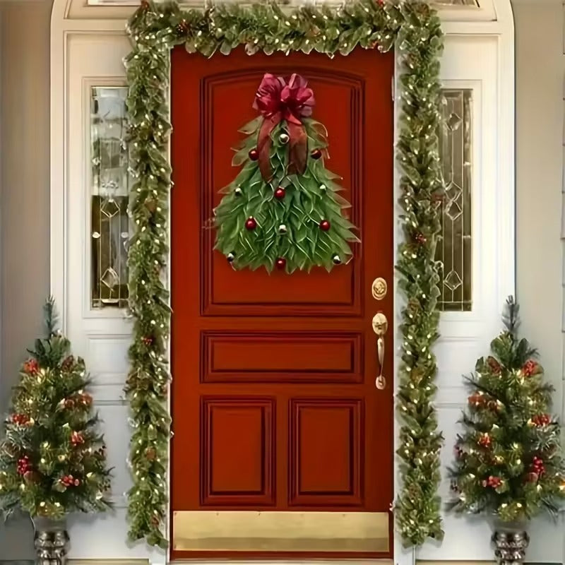 Christmas Wreath with Red Ribbon & Golden Balls