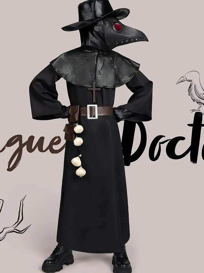 Plague Doctor Black Adult Costume Robe Set