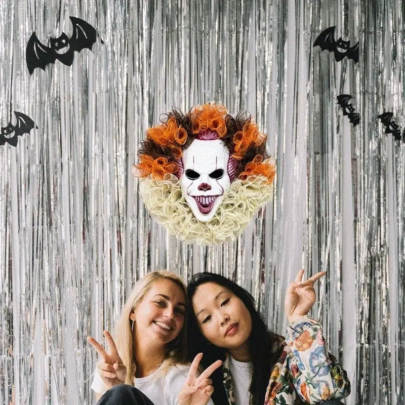 Halloween Joker Mask Wreath Horror Party Decor
