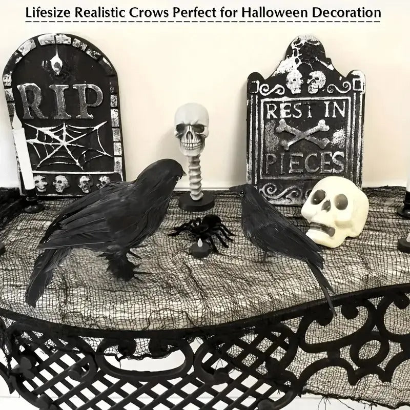 Crow Decorations with Spread Wings (2pcs)