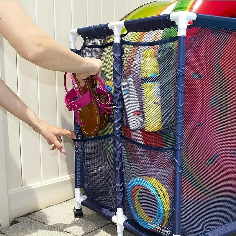 Mesh Pool Storage Organizer Cart with Wheels