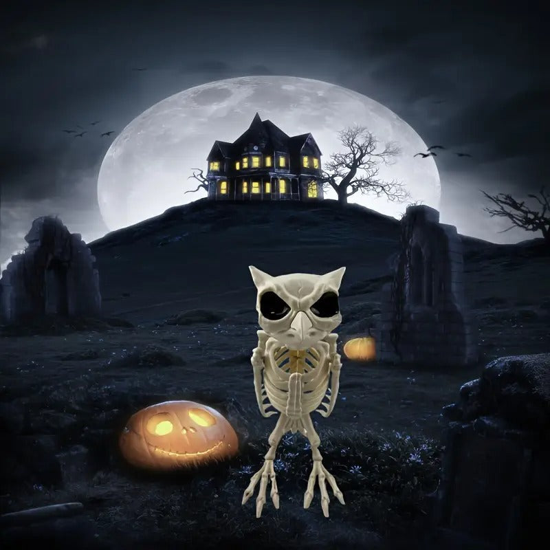 Halloween Owl Skeleton Outdoor Statue Yard Decor