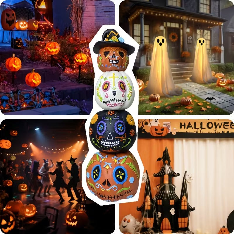 Halloween Pumpkin Resin Decorations Set (4pcs)