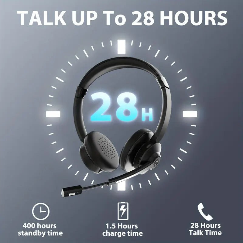 AI Noise Cancelling Wireless Headset with Mic