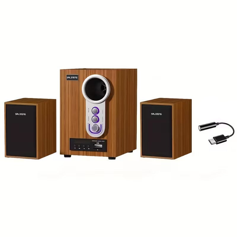 Wooden Subwoofer Stereo System with USB
