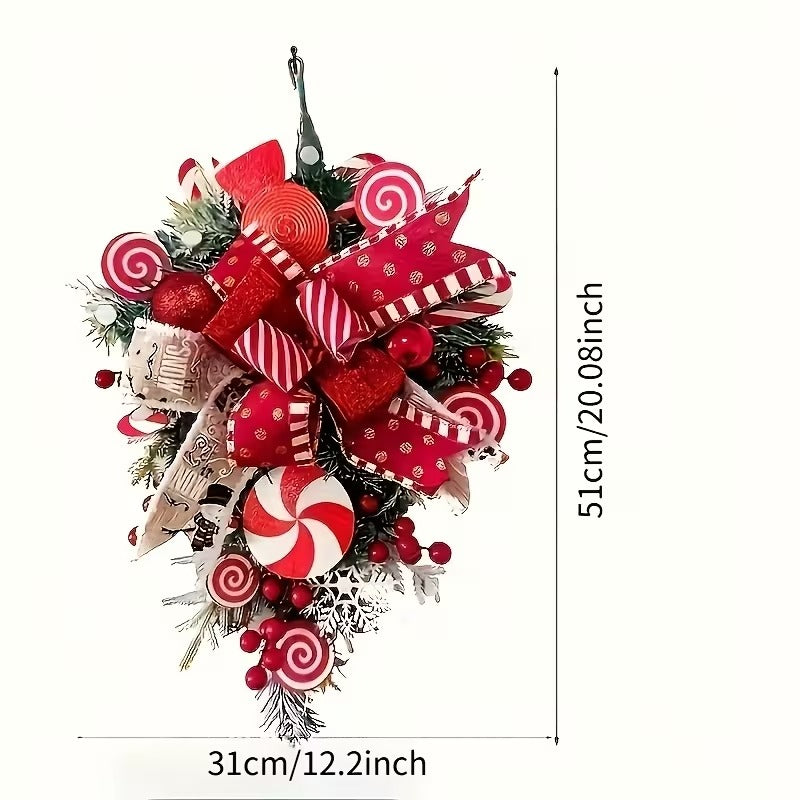 Candy Cane Christmas Wreath Red & White Ornament