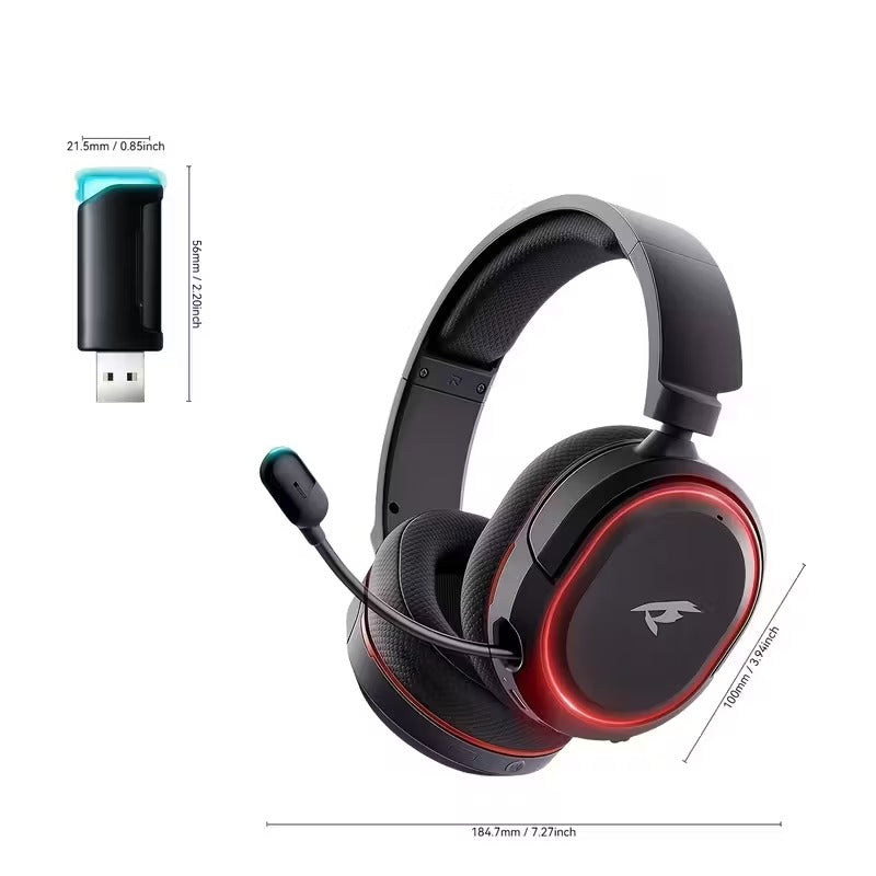 Wireless Gaming Headset Surround Sound RGB Mic