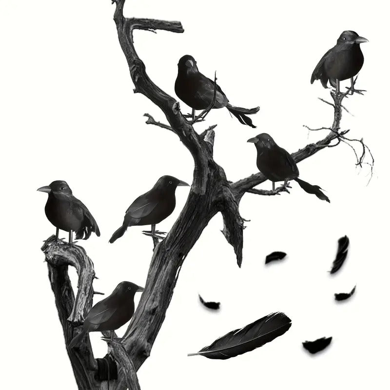 Crow Halloween Decorations Vintage Garden (6-Pack)