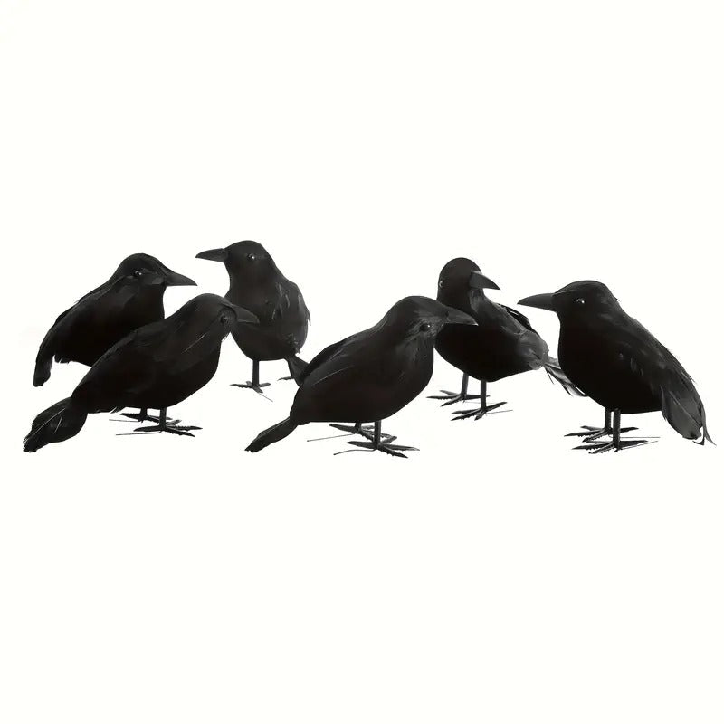 Crow Halloween Decorations Vintage Garden (6-Pack)