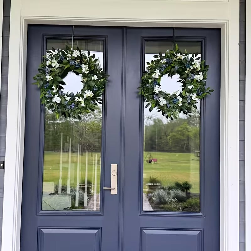 Christmas Wreath Door Hanging Blue White