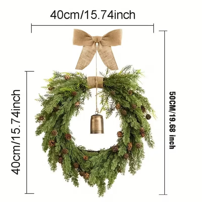 Norfolk Pine Christmas Wreath with Bells and Ribbon