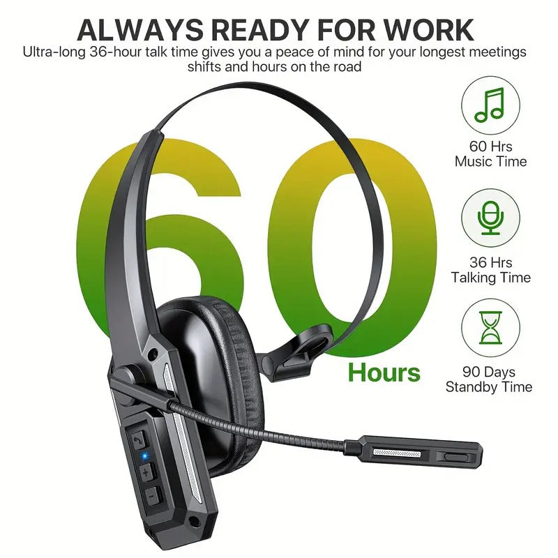 Wireless V5.3 Headset with Mic 60Hrs Playtime