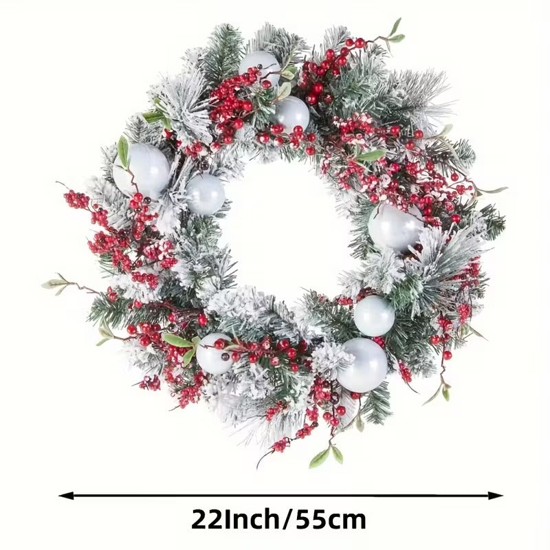 Artificial Christmas Wreath Green with Red Berries