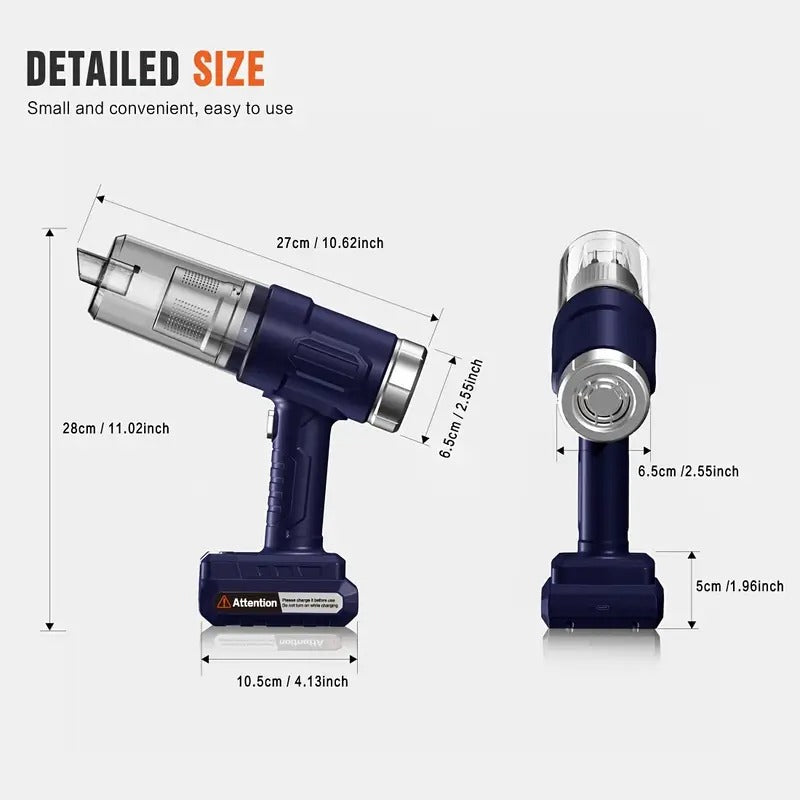 Cordless Portable Vacuum Cleaner with Crevice Tool