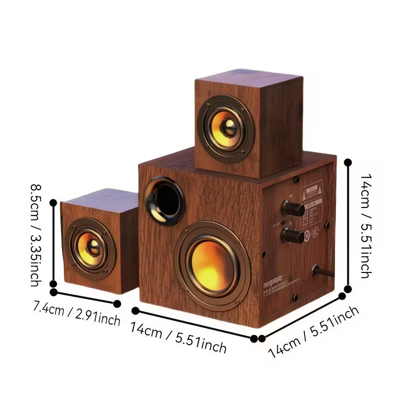3-in-1 Wooden Computer Speaker System High Sound