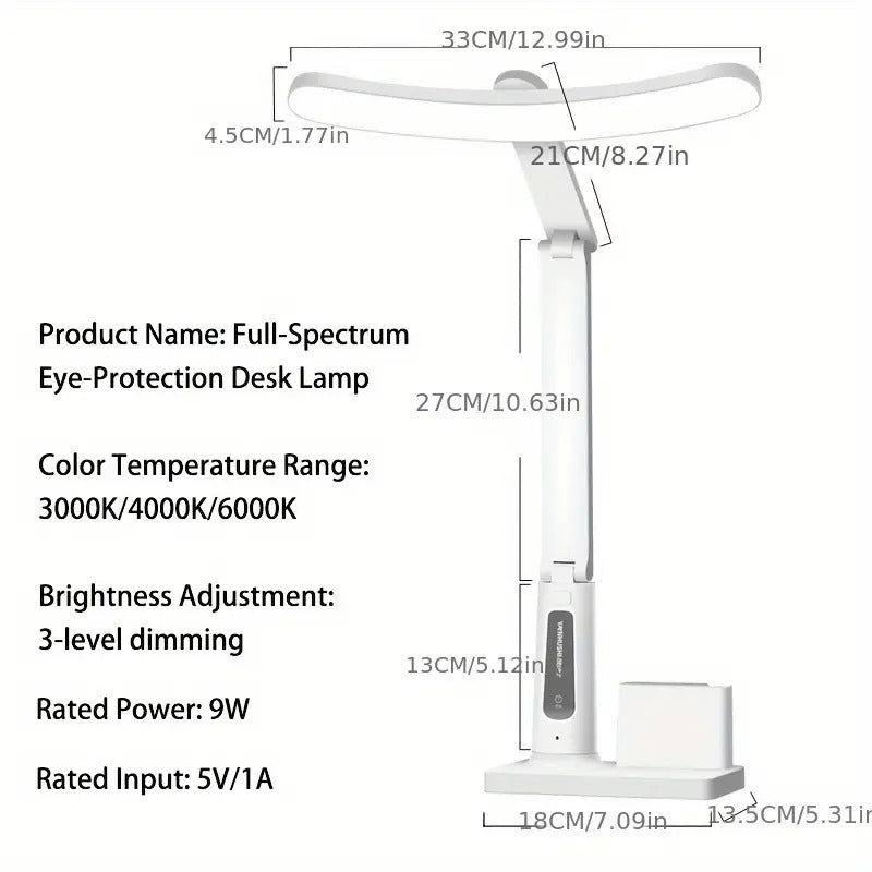 Desk Lamp with Adjustable Arm and Phone Holder